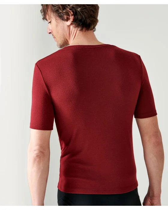 T-shirt col V fine côte Thermolactyl Sensitive, manches courtes