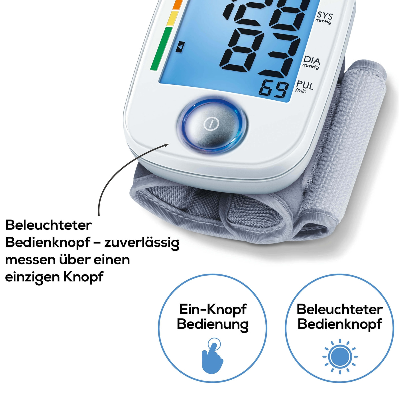 Beurer Handgelenk-Blutdruckmessgerät BC 44-Beleuchtetes Handgelenk-Blutdruckmessgerät zur einfachen Bedienung