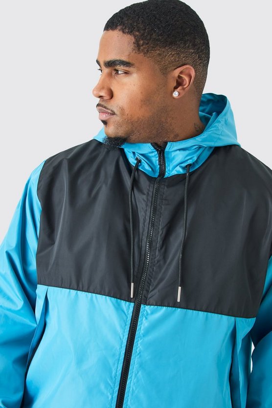 Plus Man Colorblock Windbreaker mit Kapuze