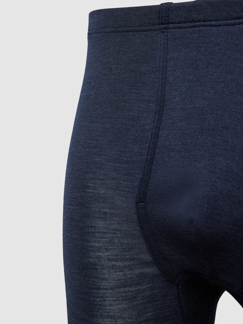 Lange Unterhose mit Strukturmuster Modell 'WOOLEN' in dunkelblau