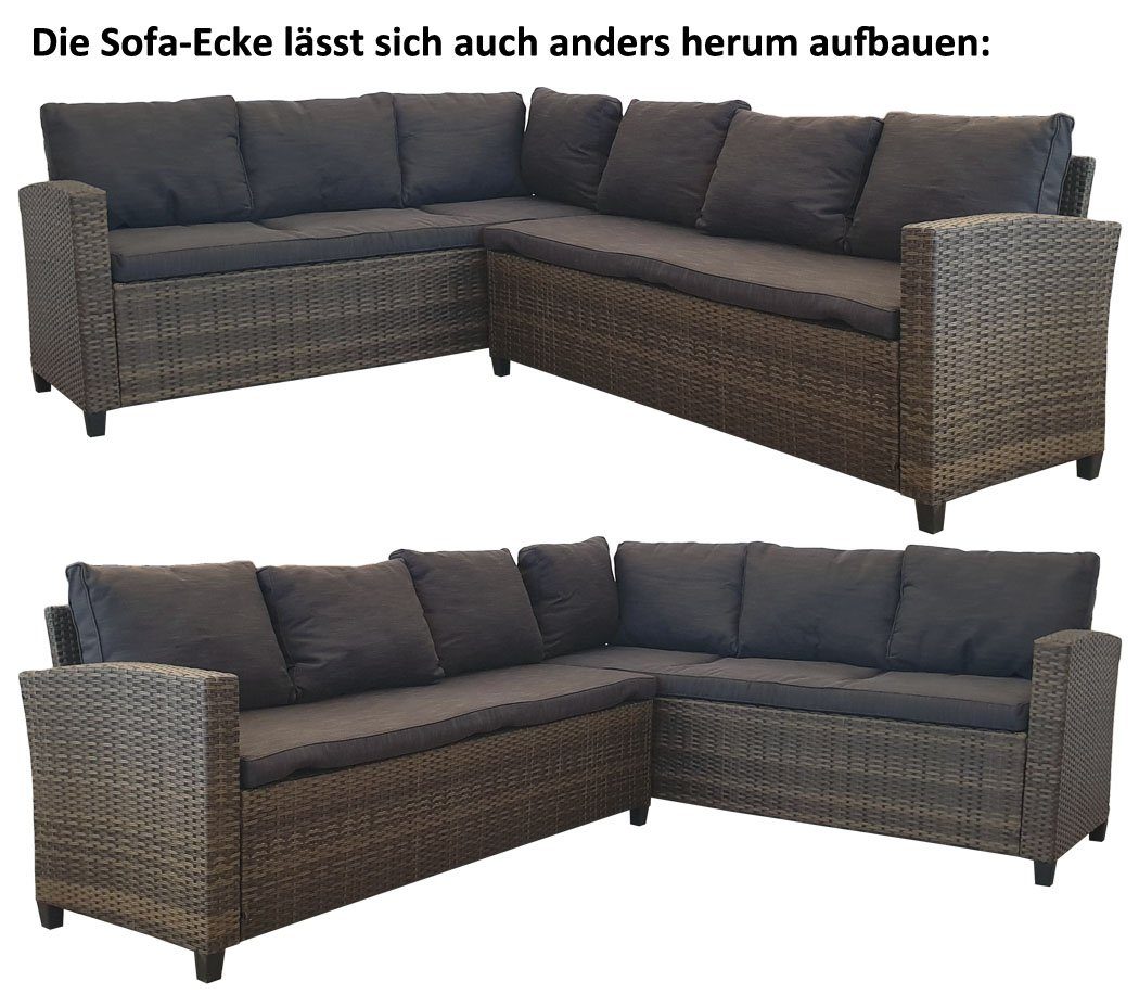 KMH Gartenlounge-Set Polyrattan Set *Hannover* natur-braun (106117)
