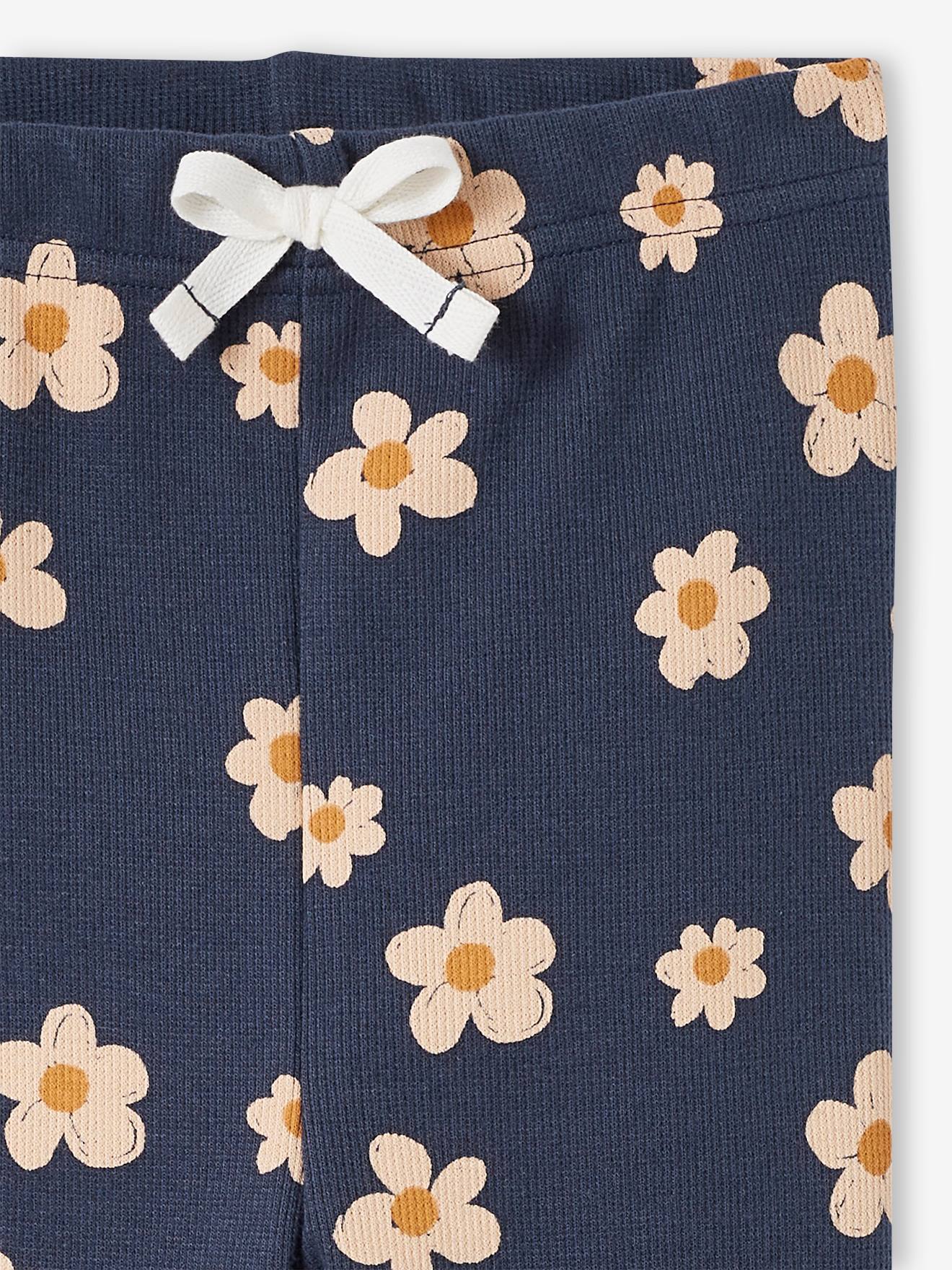 Legging imprimé en maille côtelée fille marine