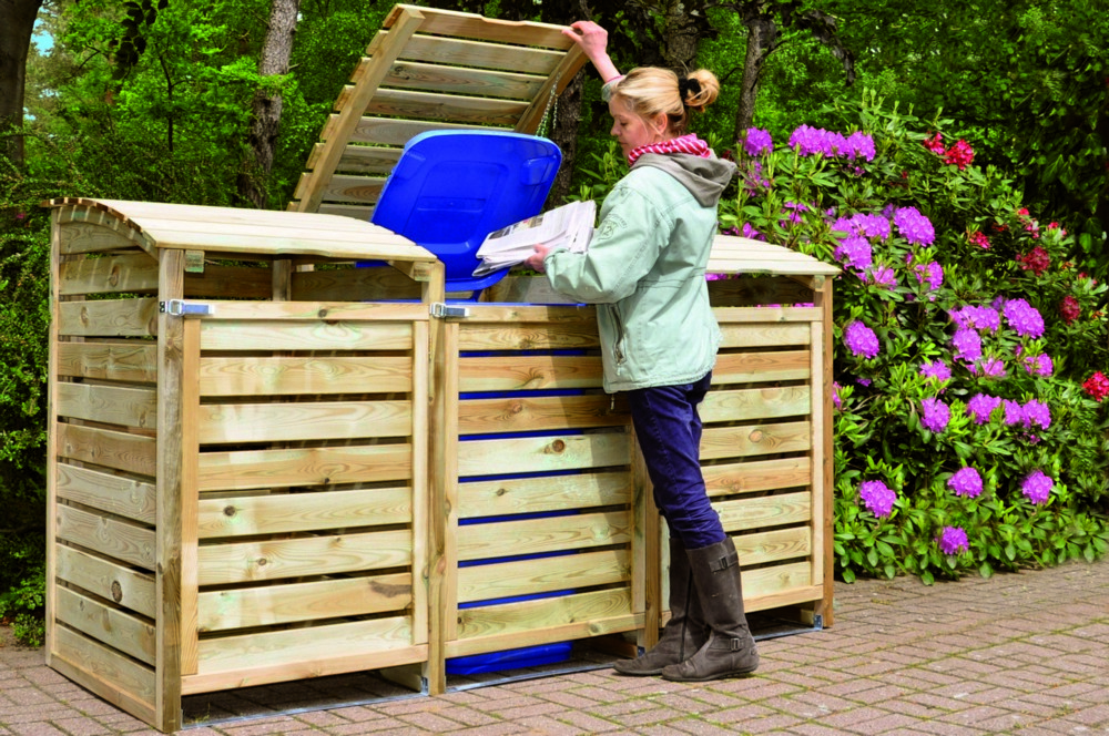 TETZNER & JENTZSCH Mülltonnenbox Mülltonnenabtrennung 3-fach B225 x T90 x H120 cm, inkl. Rückwand