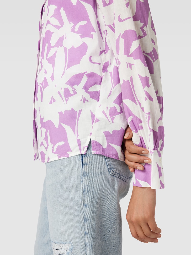 Hemdbluse aus Baumwolle mit Allover-Muster in flieder