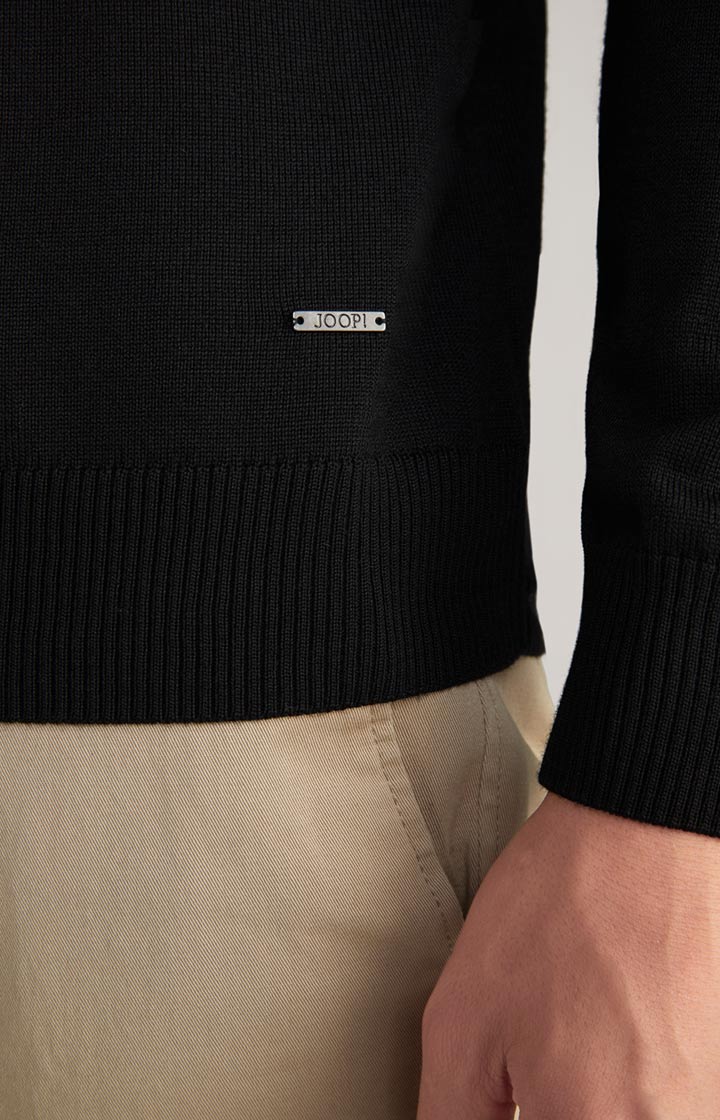 Merinowoll-Pullover Damien in Schwarz