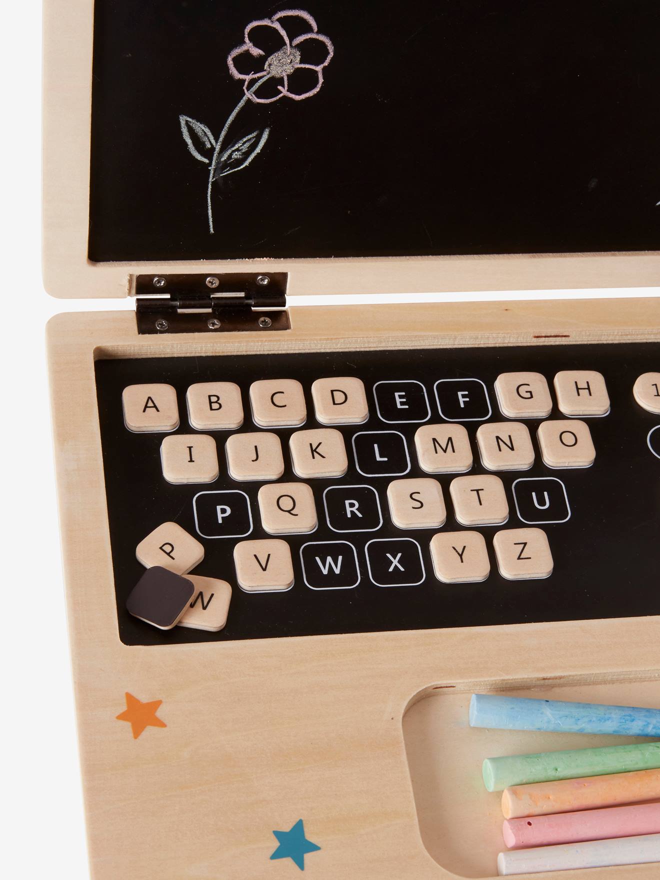 Vertbaudet Spiel-Laptop aus Holz FSC - schwarz/natur