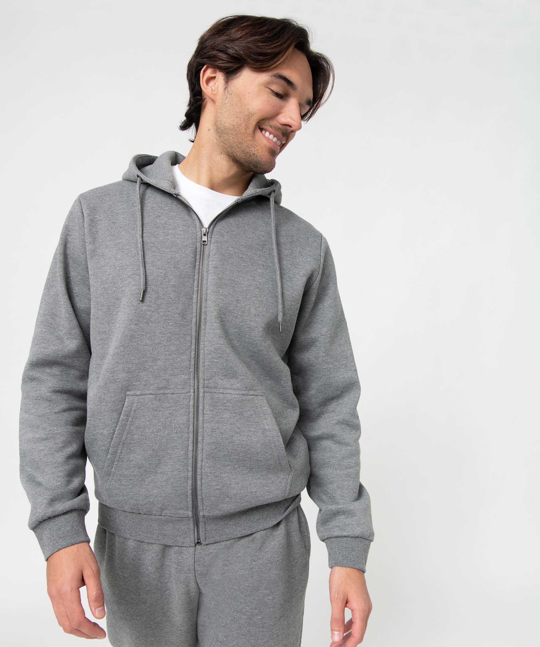 Sweat zippé à capuche homme gris | GEMO