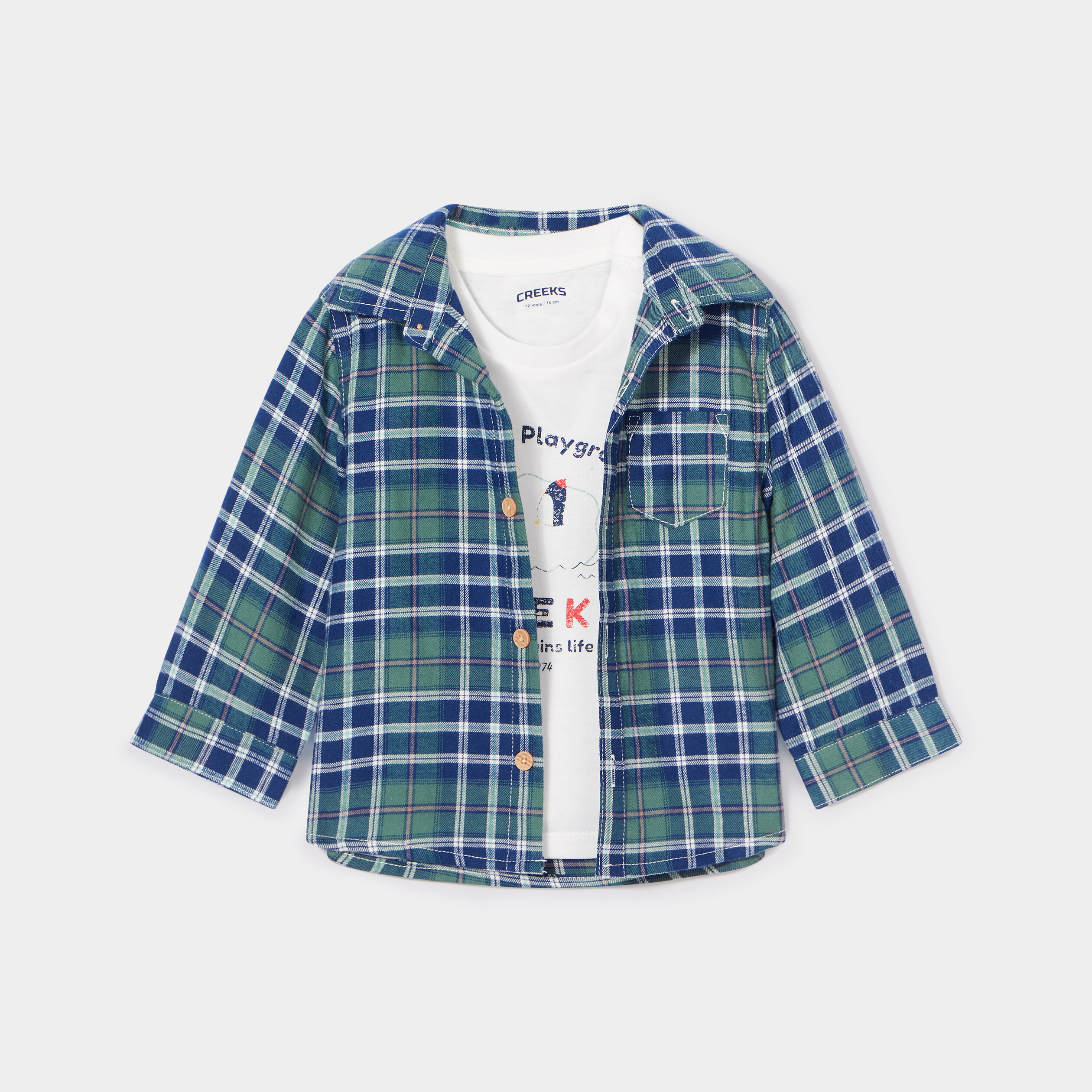 Ensemble chemise et t-shirt Creeks bleu marine bébé garçon | La Halle