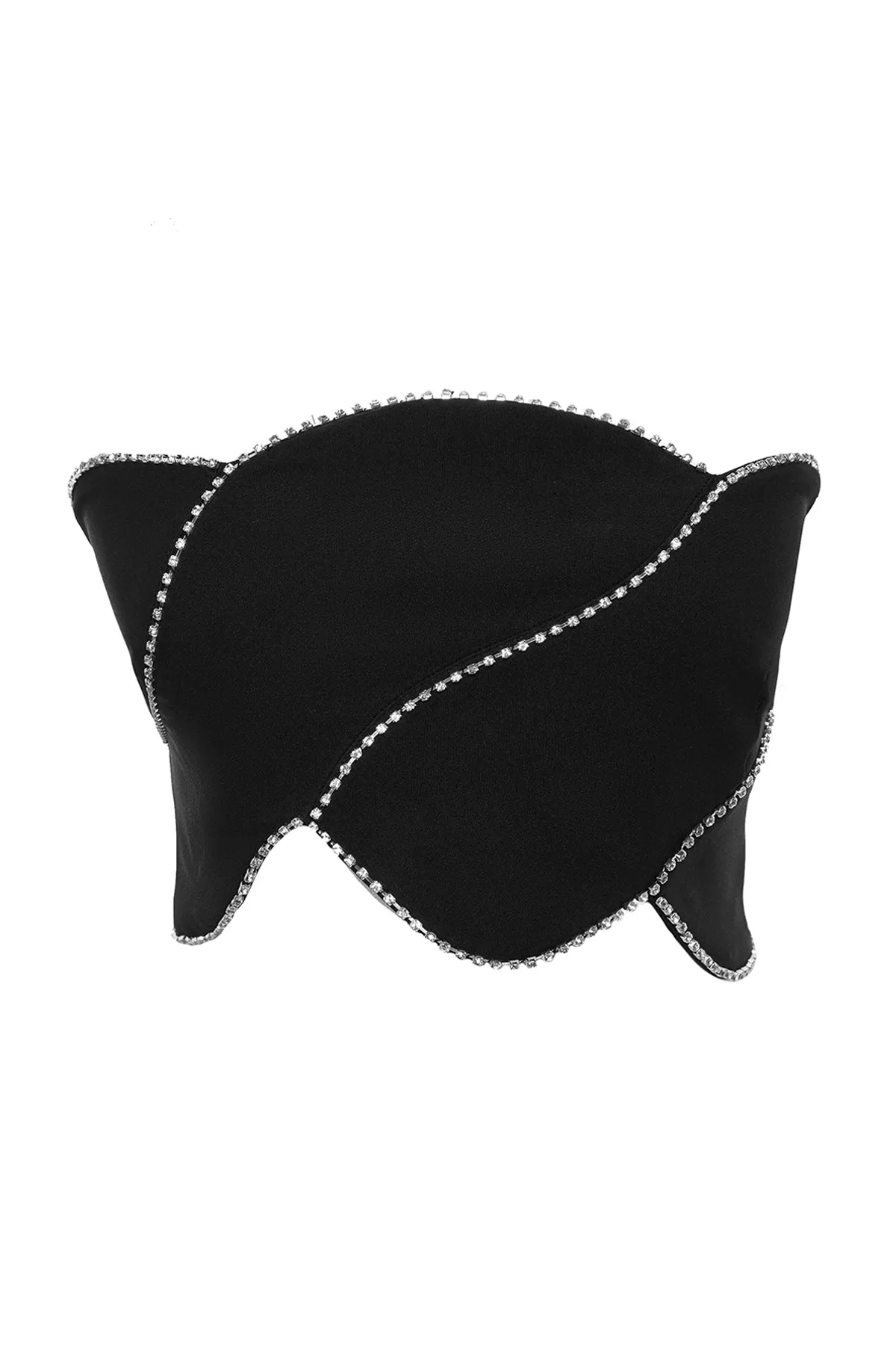Trendyol Collection  Schwarzes Crop-Bustier mit glänzendem Stein TPRAW24BS00026
