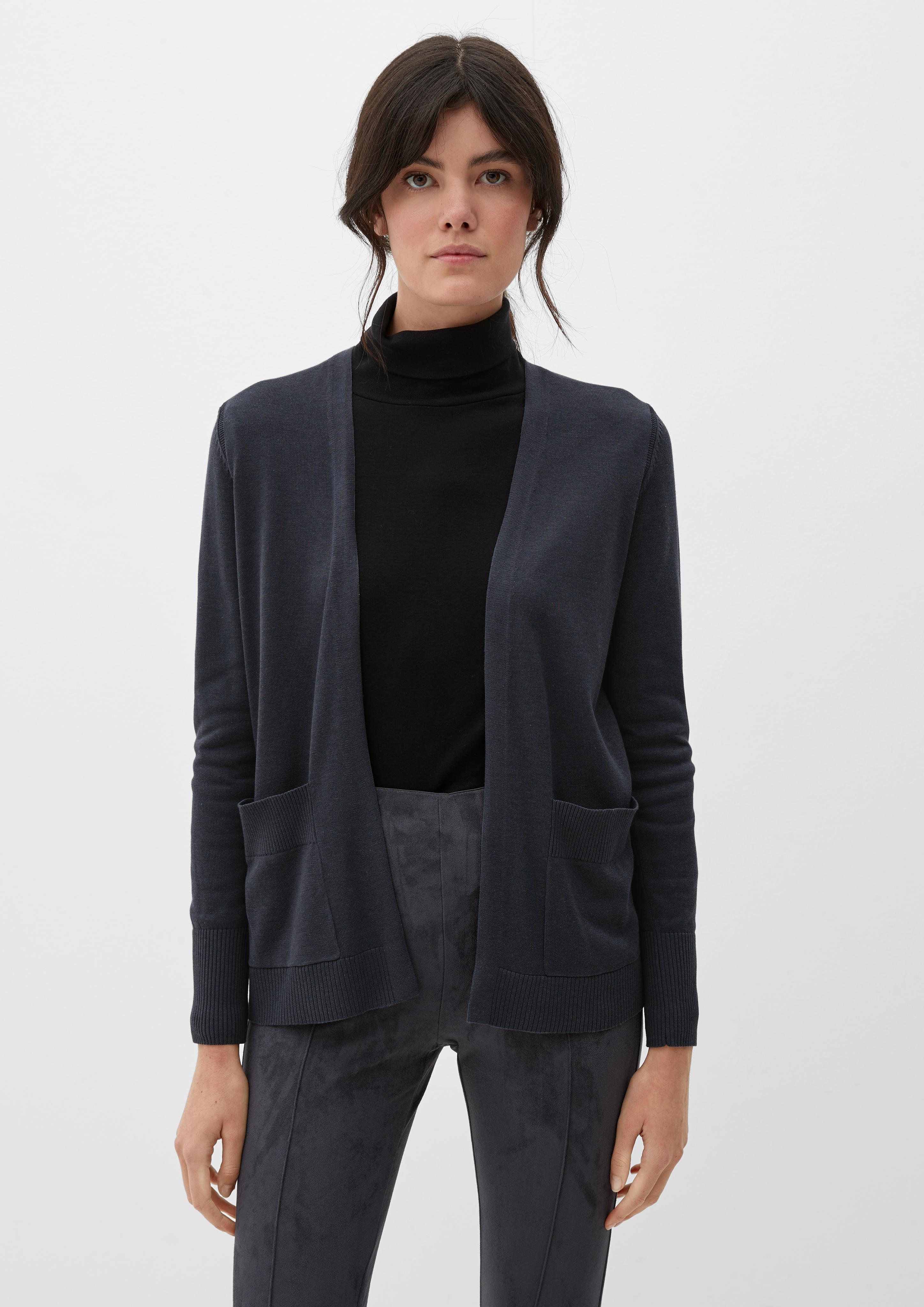 Strickjacke mit Rippblenden  2125616-9855