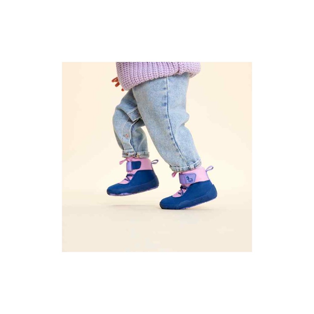 Affenzahn Lauflerner Vegan Warmy Einhorn Blau-Pink Winterbarfußschuhe