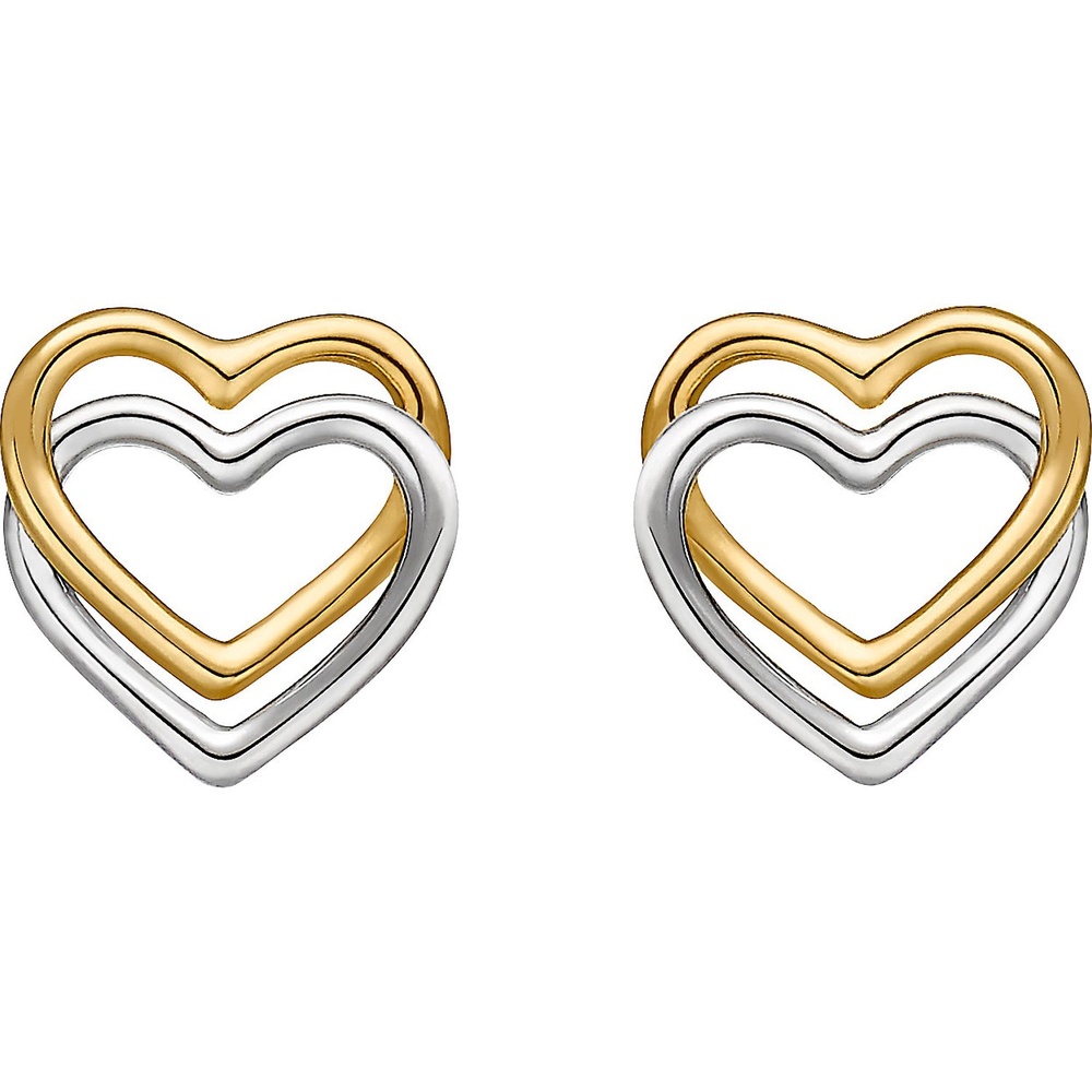 Valeria Boucles d'oreilles à fermoir à poussette 375 Or jaune, 375 Or blanc Boucles d'oreilles