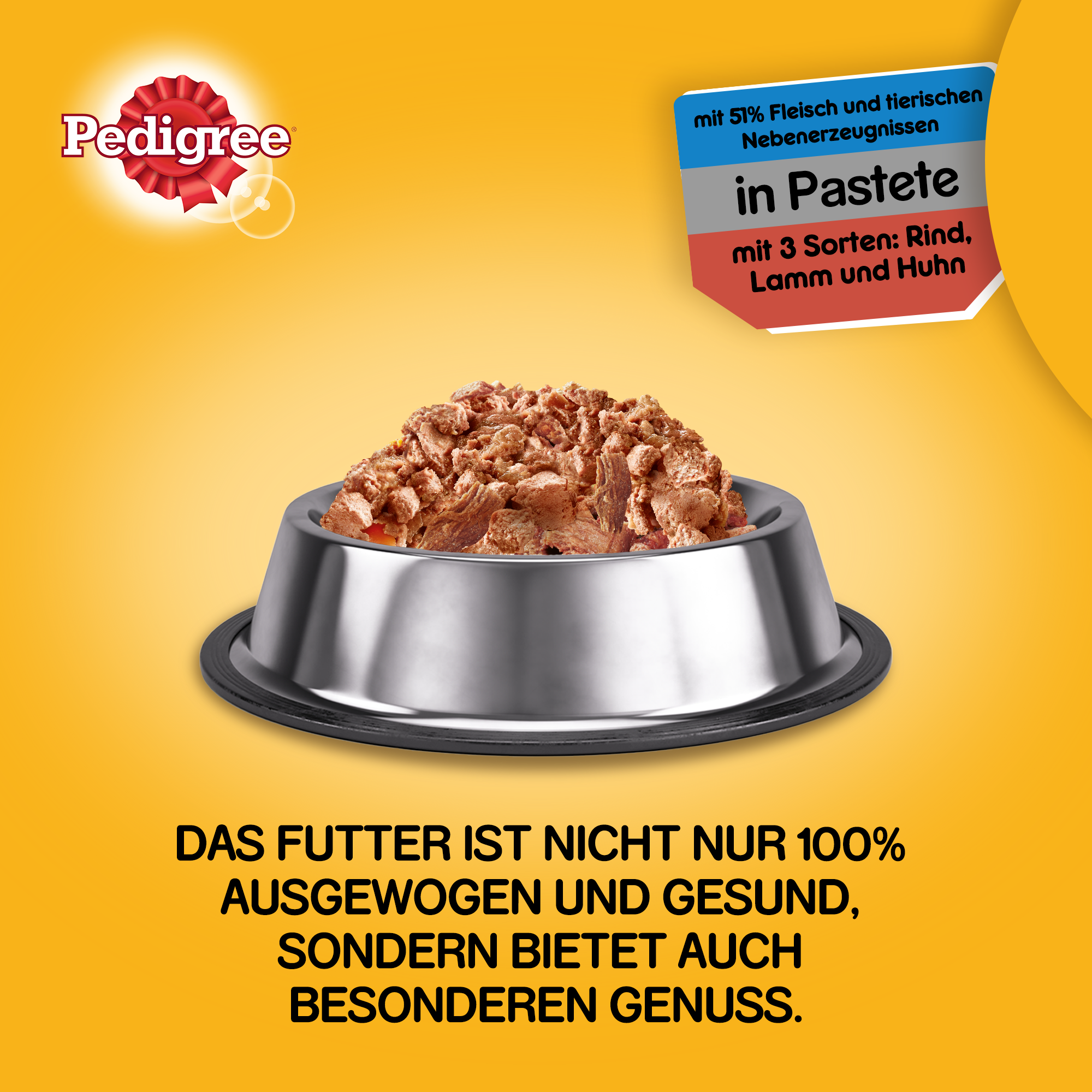 Pedigree Hundenassfutter Pedigree Classic 12x800g 3 Sorten Rind, Lamm & Huhn