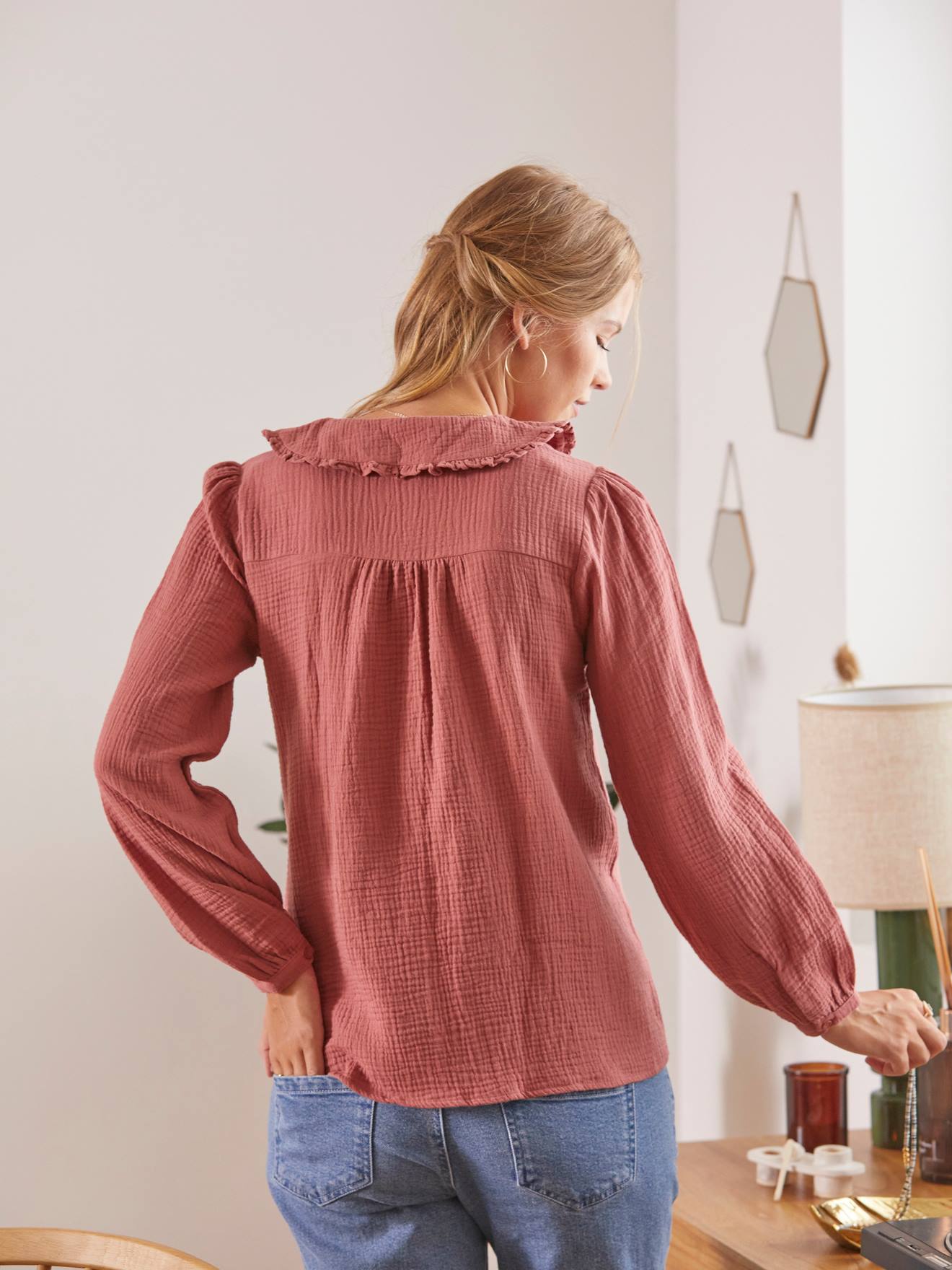Vertbaudet Bluse, Schwangerschaft & Stillzeit - pflaume
