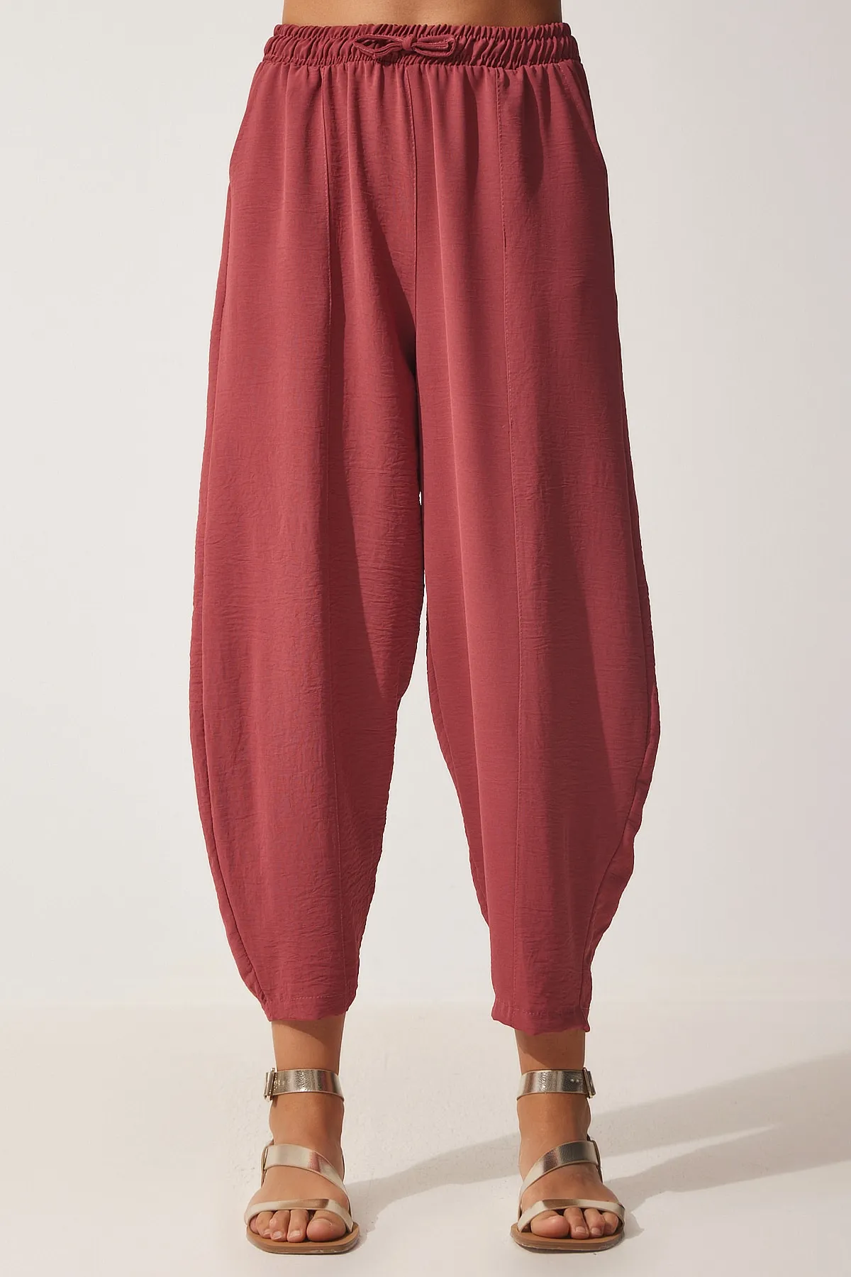 Happiness İstanbul  Shalwar-Hose aus getrocknetem Rosenleinen für Damen CI00036