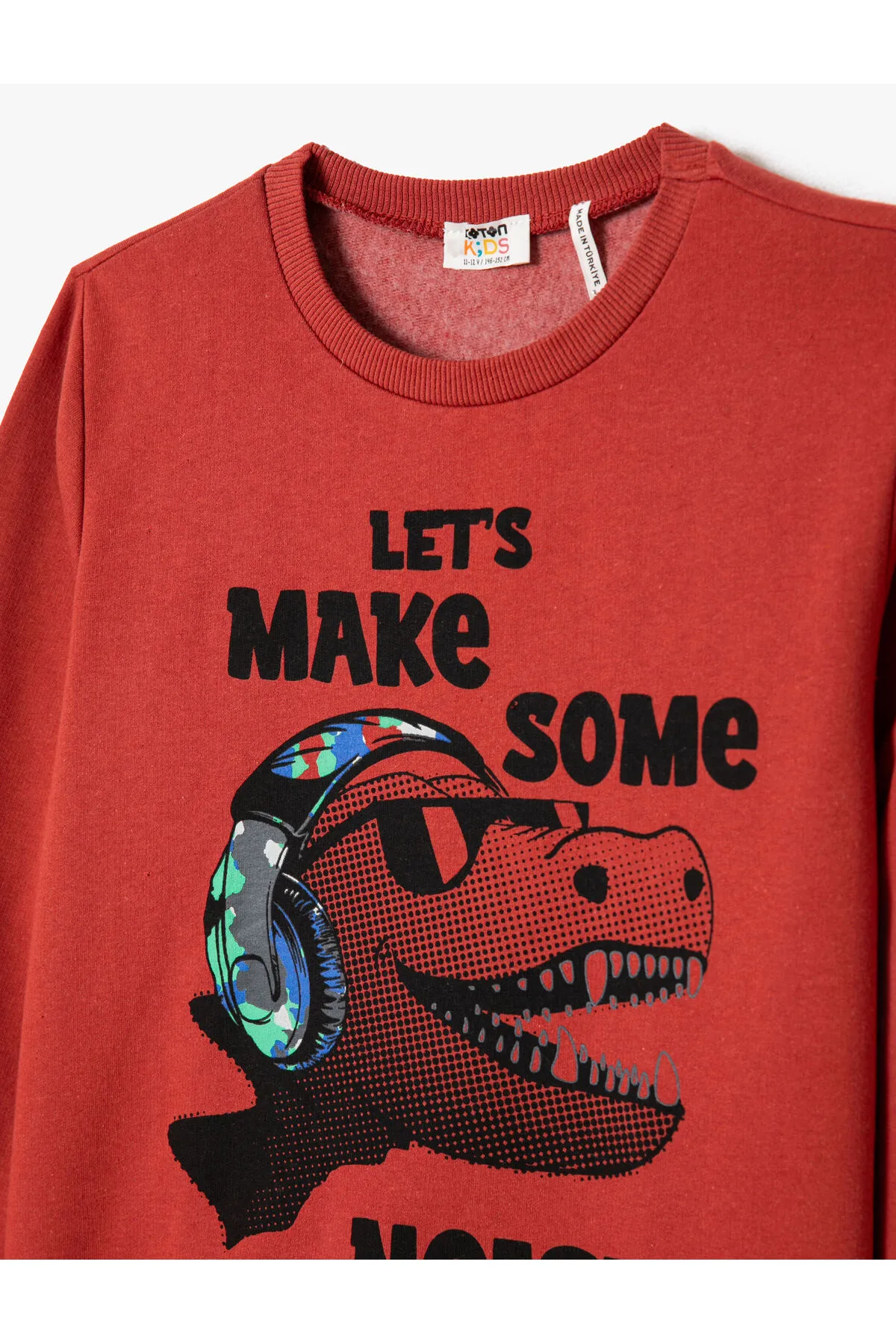 Koton  Sweatshirt mit Dinosaurier-Aufdruck, langärmlig, gerippter Rundhalsausschnitt