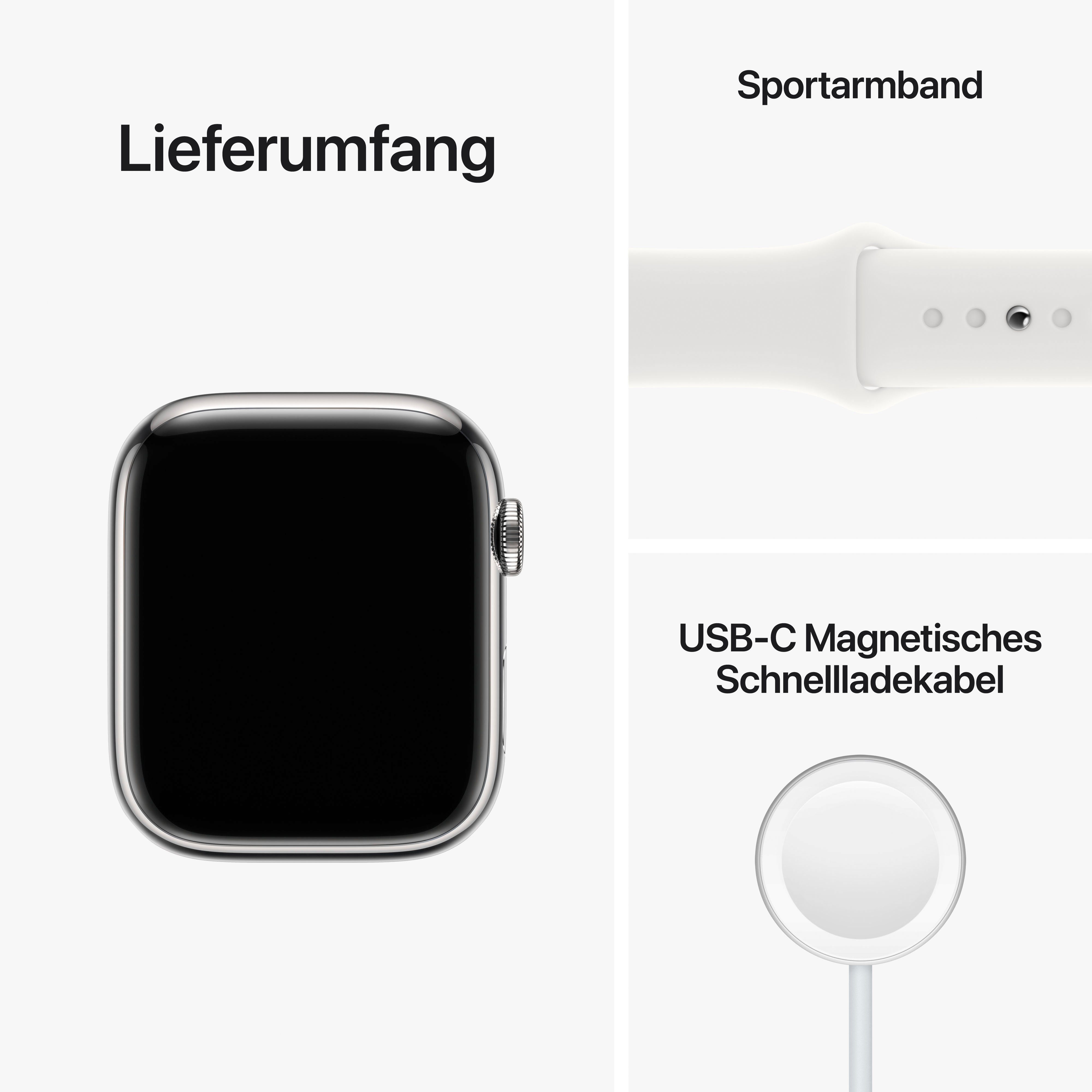 Apple Watch Series 8 GPS + Cellular 45mm Edelstahl Sportarmband Watch