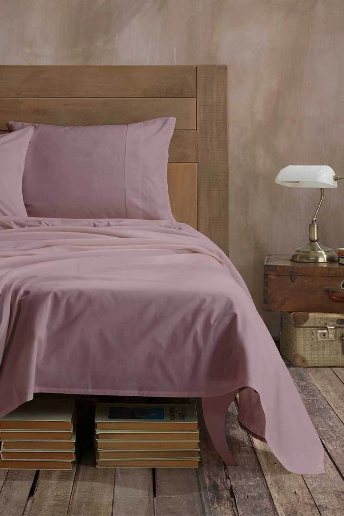 Elart  Ranfors Bettlaken-Set aus 100 % Baumwolle, einzelne Rose getrocknet