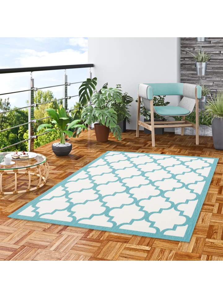 Pergamon In- und Outdoor Teppich Beidseitig Cape Cod Fliesenoptik in Mintgrün günstig kaufen