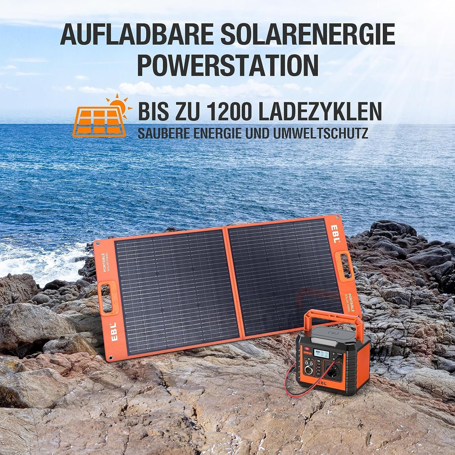 EBL Stromerzeuger 330W Tragbarer Powerstation mit Solarpanel,288Wh Stromerzeuger, (1-tlg), für Outdoor Camping