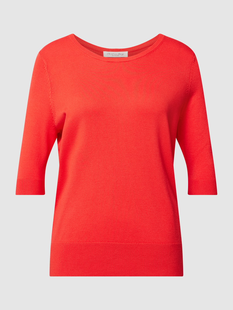 Strickpullover aus Viskose-Mix mit Rundhalsausschnitt in rot