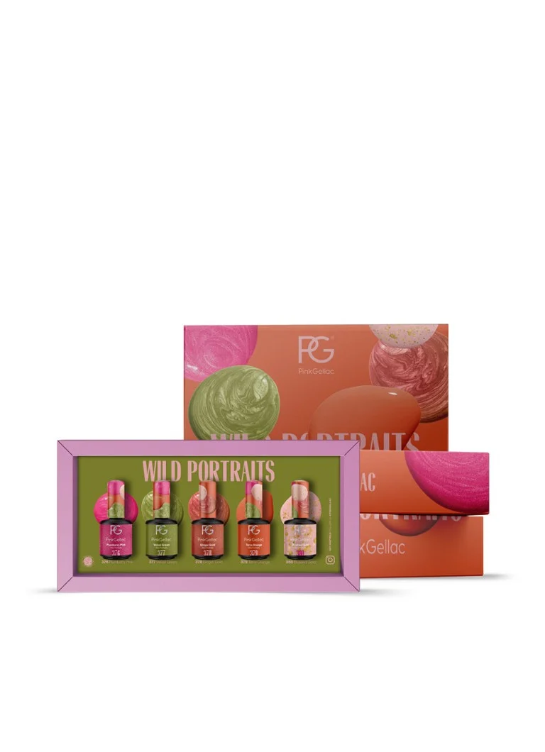 Pink Gellac Collection Box Wild Portraits - gēla nagu laku komplekts