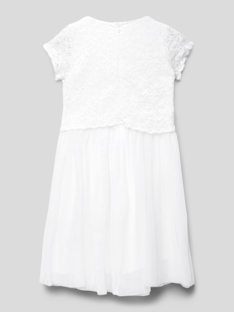 Midikleid mit Spitzenbesatz in weiß