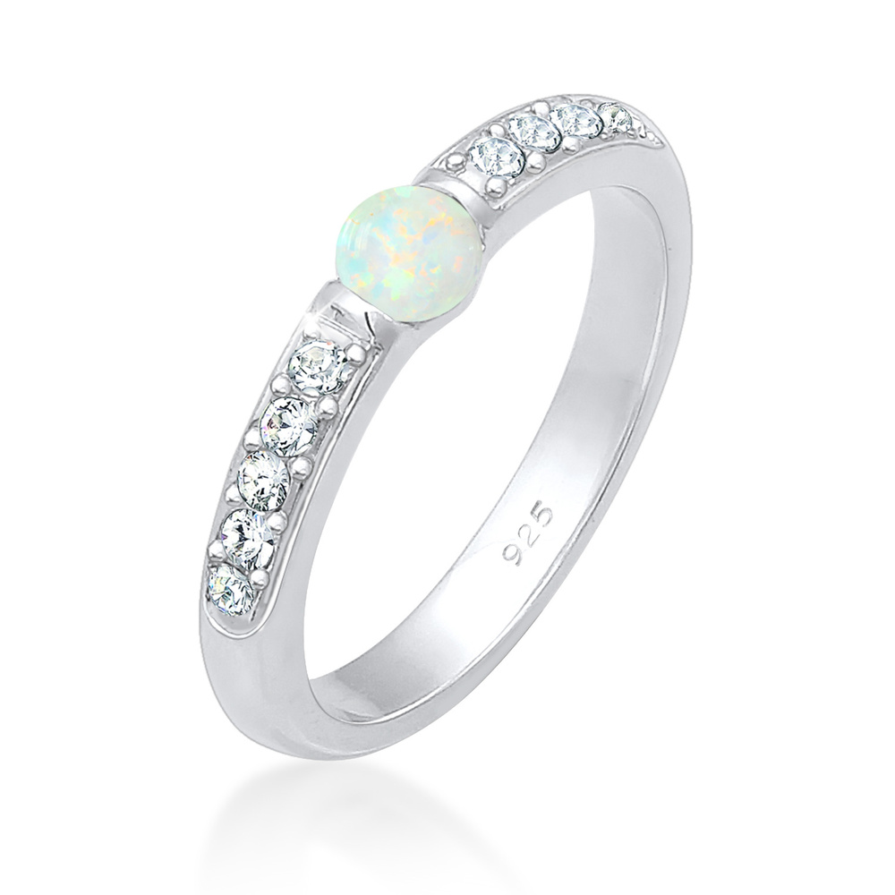 Elli PREMIUM Elli PREMIUM Bague Femme Précieuses et Glamour avec Cristaux et Opale en Argent S Bague