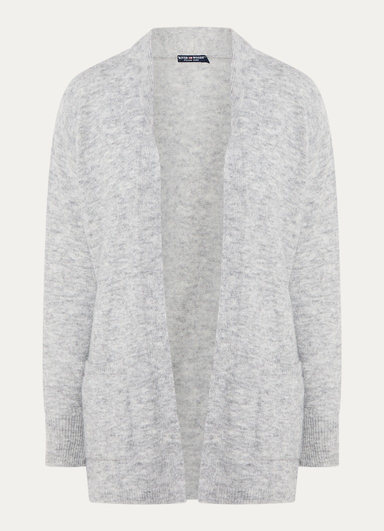 River Woods smalki adīts vaļējs kardigans no alpakas vilnas maisījuma ar uzšūtām kabatām