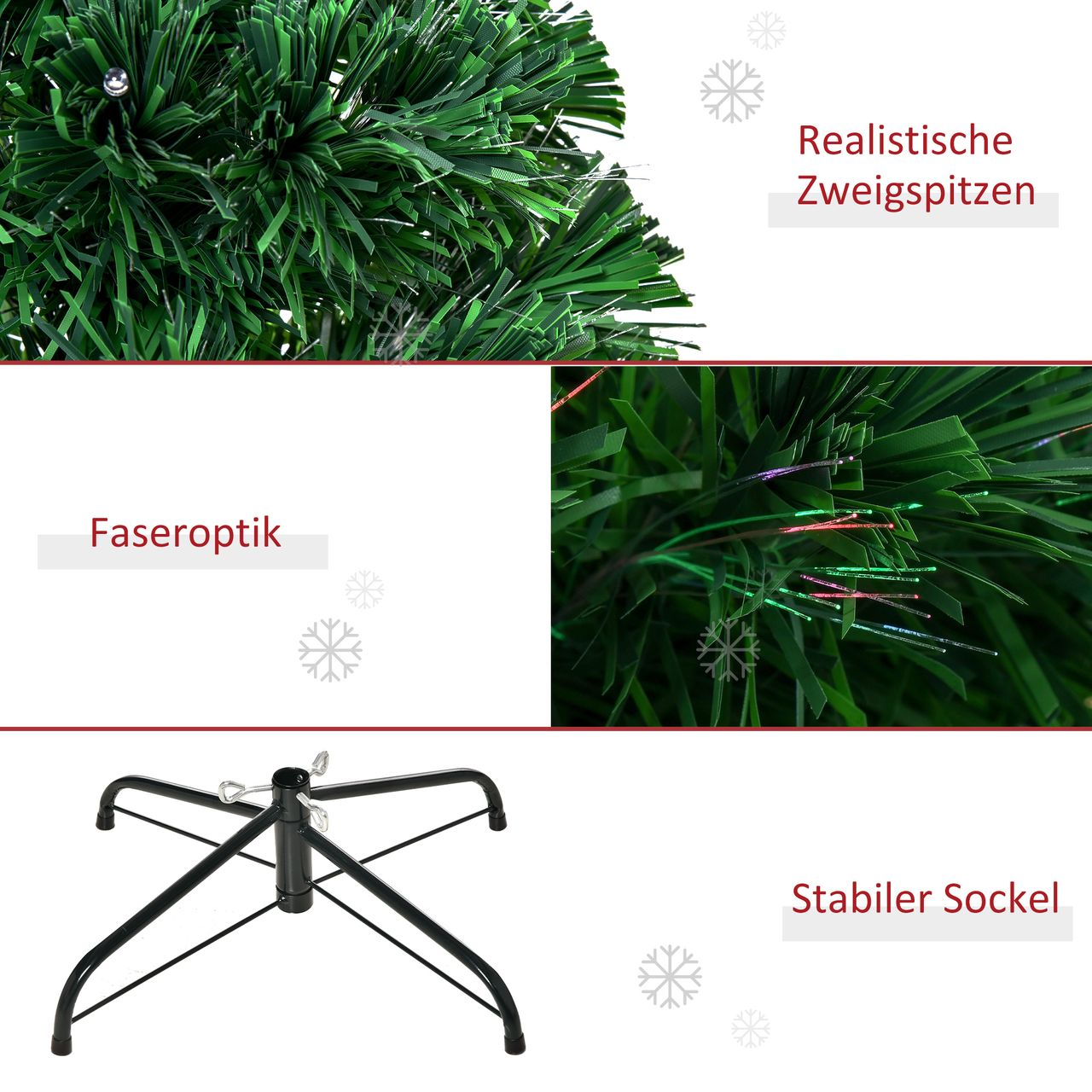 HOMCOM Weihnachtsbaum Tannenbaum Christbaum LED Lichtfaser Stern 5 Modell