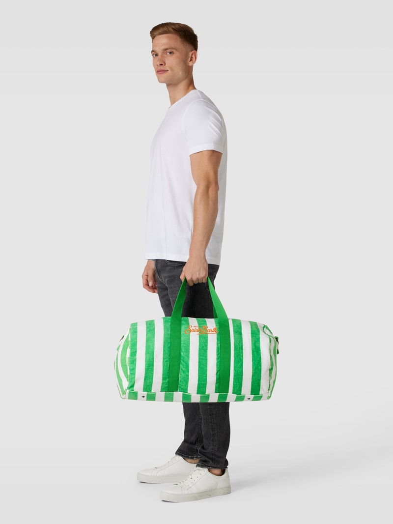 Duffle Bag mit Streifenmuster Modell 'JETLAG' in grün