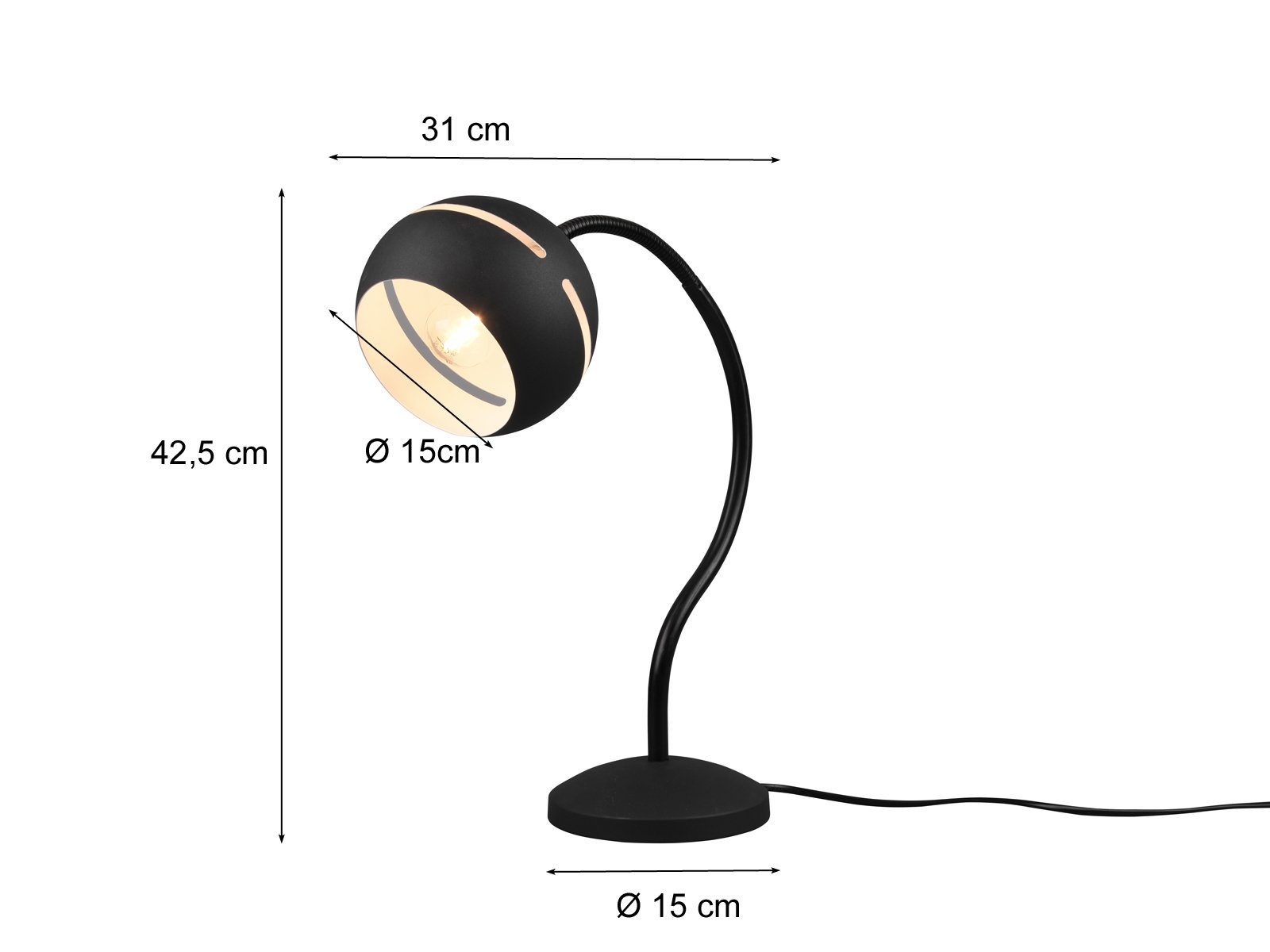 meineWunschleuchte LED Schreibtischlampe, Dimmfunktion, LED wechselbar, wechselbar: 1 x E14, 4,9 Watt, 470 Lumen, warmweiß, groß-e Designer Nachttisch-lampe & Schreibtischlampe Touch, Höhe 42cm