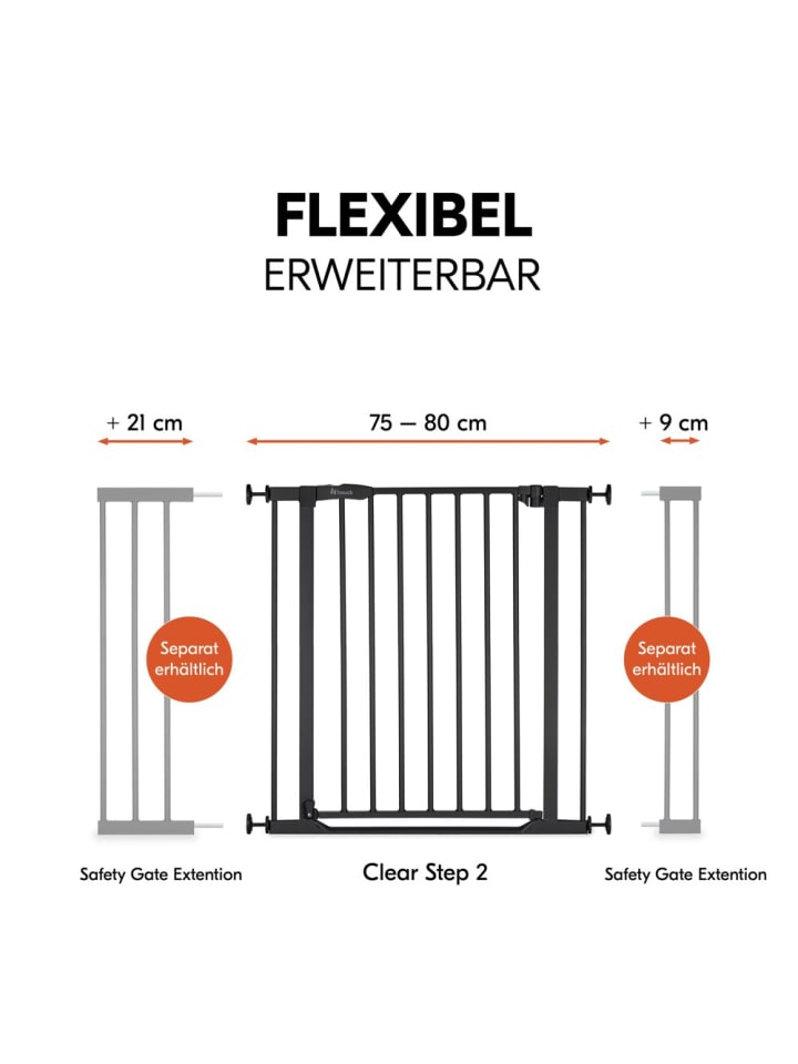 Hauck Türschutzgitter / Treppenschutzgitter Clear Step 2 in schwarz günstig kaufen onesize