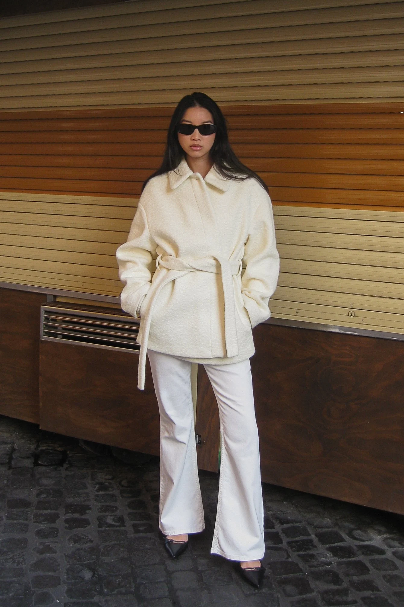 Strukturierte Jacke mit Gürtel