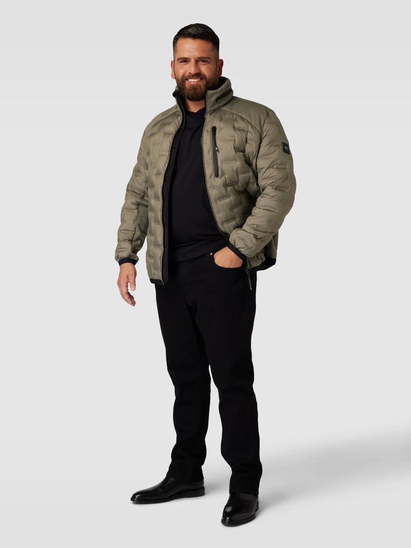 PLUS SIZE Steppjacke mit Brusttasche Modell 'Hybrid' in olivgrün