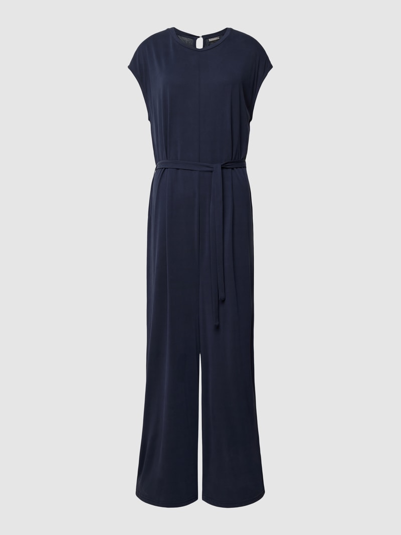 Jumpsuit mit Bindegürtel Modell 'Zenia' in marineblau
