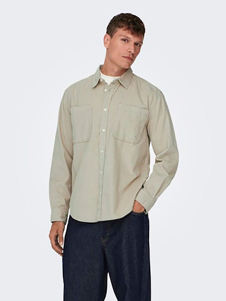 ONLY & SONS Hemd - Regular fit - in Beige günstig kaufen