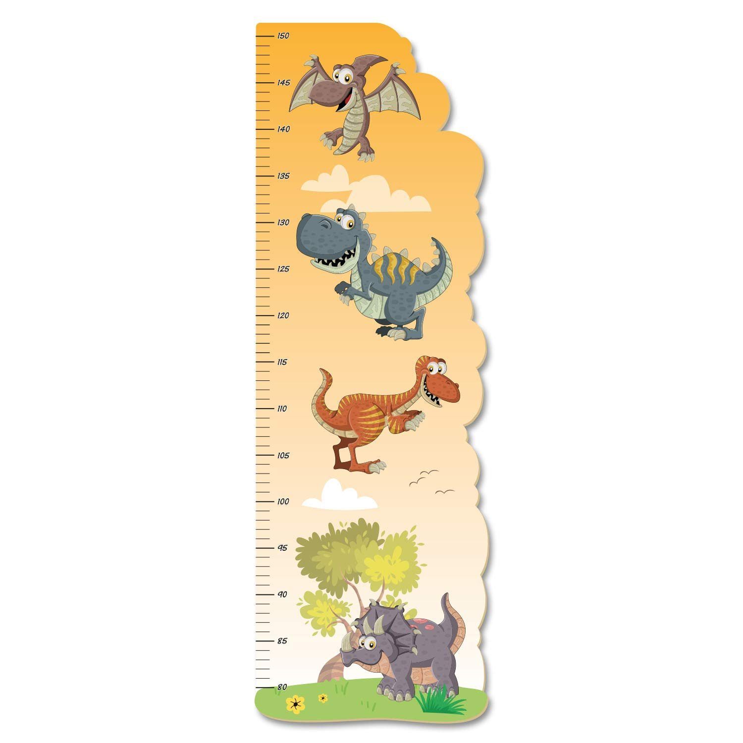 Kreative Feder Messlatte „Dinos“ für Kinder, Messlatte fürs Kinderzimmer im Norwegian Style; Messbereich 80–150 cm