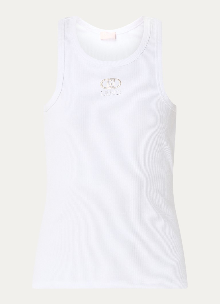 Tricou fără mâneci cu nervuri și logo brodat de la Liu Jo