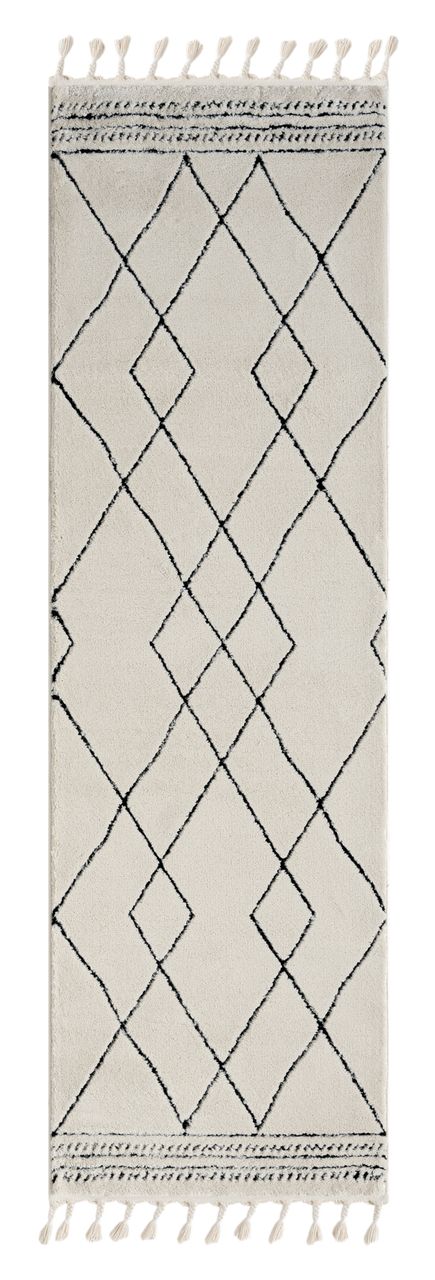 MyFlair Teppich Moroccan Comfort, 80 cm x 250 cm, Farbe weiß, rechteckig, Florhöhe 19mm