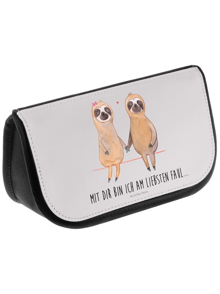 Mr. & Mrs. Panda Kosmetiktasche Faultier Pärchen mit Spruch in Grau Pastell günstig kaufen onesize
