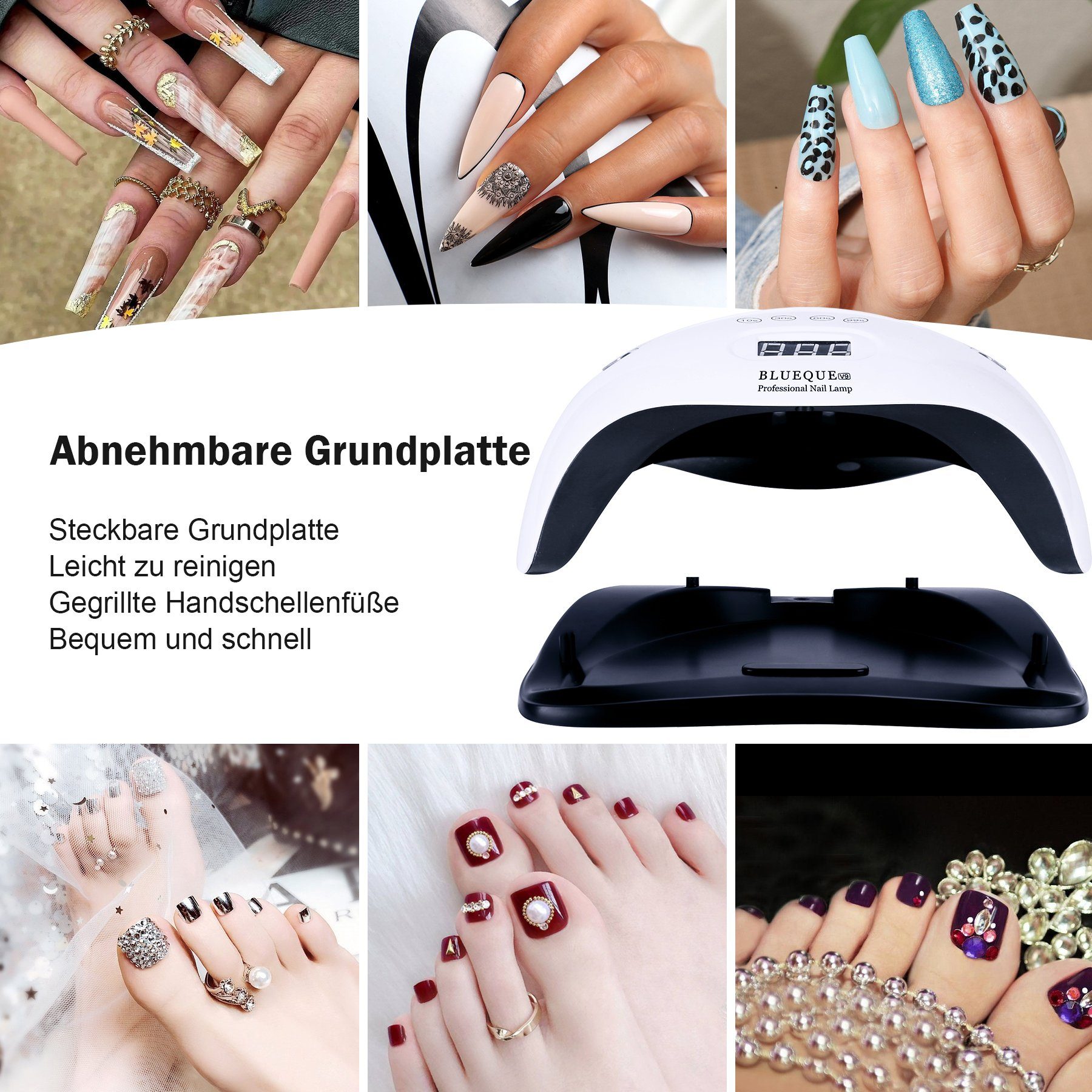 Senmudi Lichthärtungsgerät uv Lampe für Gel Nägel,220W LED UV Nagellampe mit Sensor LCD Display, Professionelle Nagellampe 168W, UV-LED-Lampe verwendet die neueste Dual-Lichtquelle-Technologie
