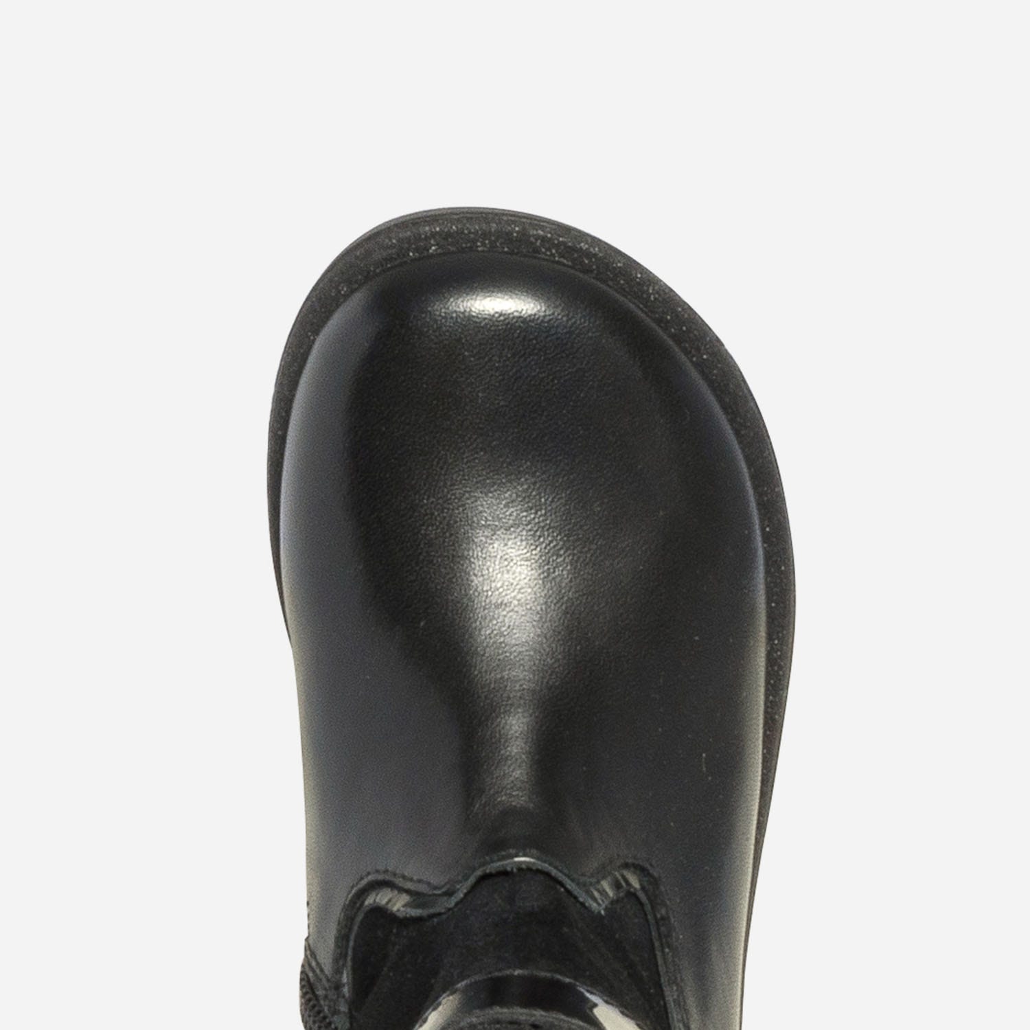 Botte noire bi matière à boucle vernie