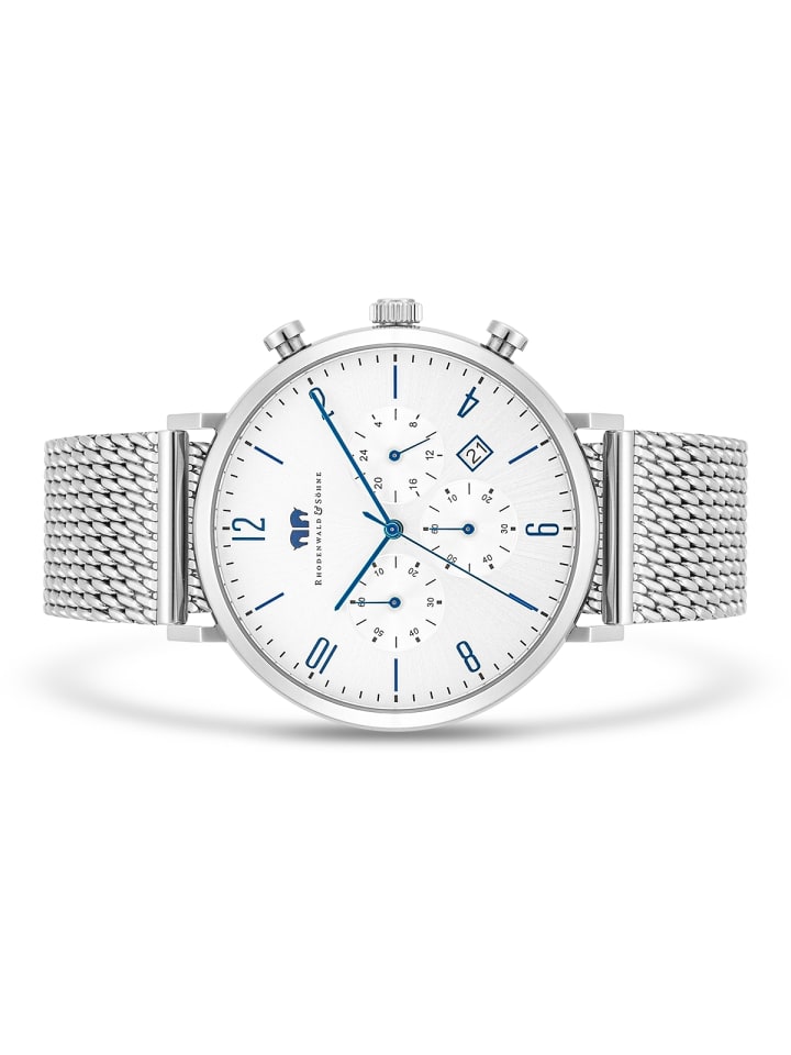 Rhodenwald & Söhne Herren Chronograph silber Edelstahl silber in silber günstig kaufen 21,5 cm