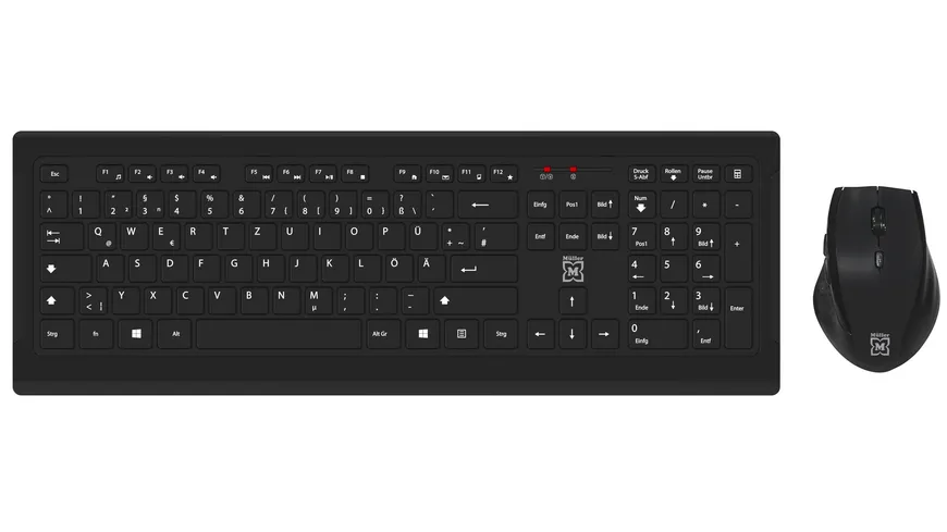 Müller Funk-Tastatur und optische 5 Tasten Funk-Maus Set, QWERTZ (DE/AT), schwarz
