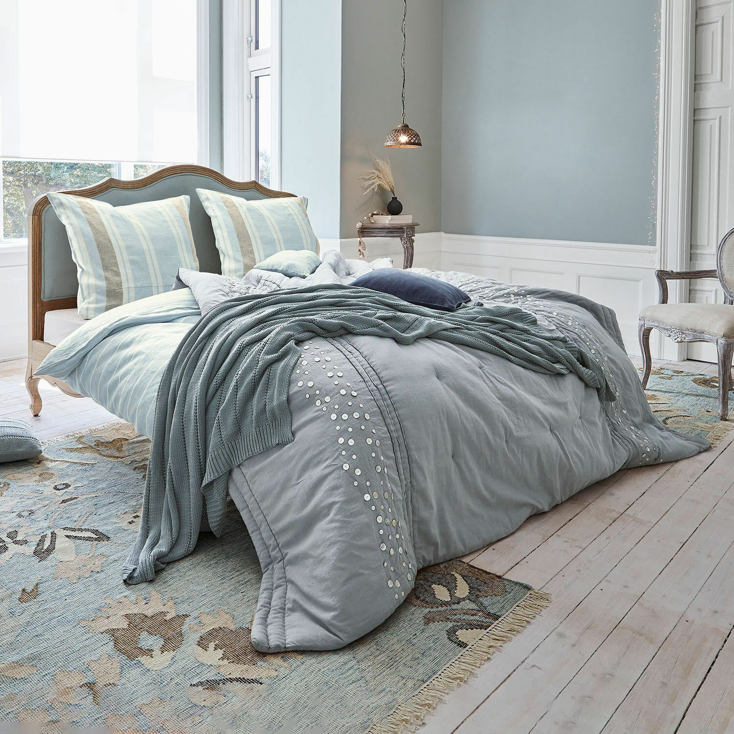 Baumwollbettdecke, Quilt Sauve graublau, Mirabeau