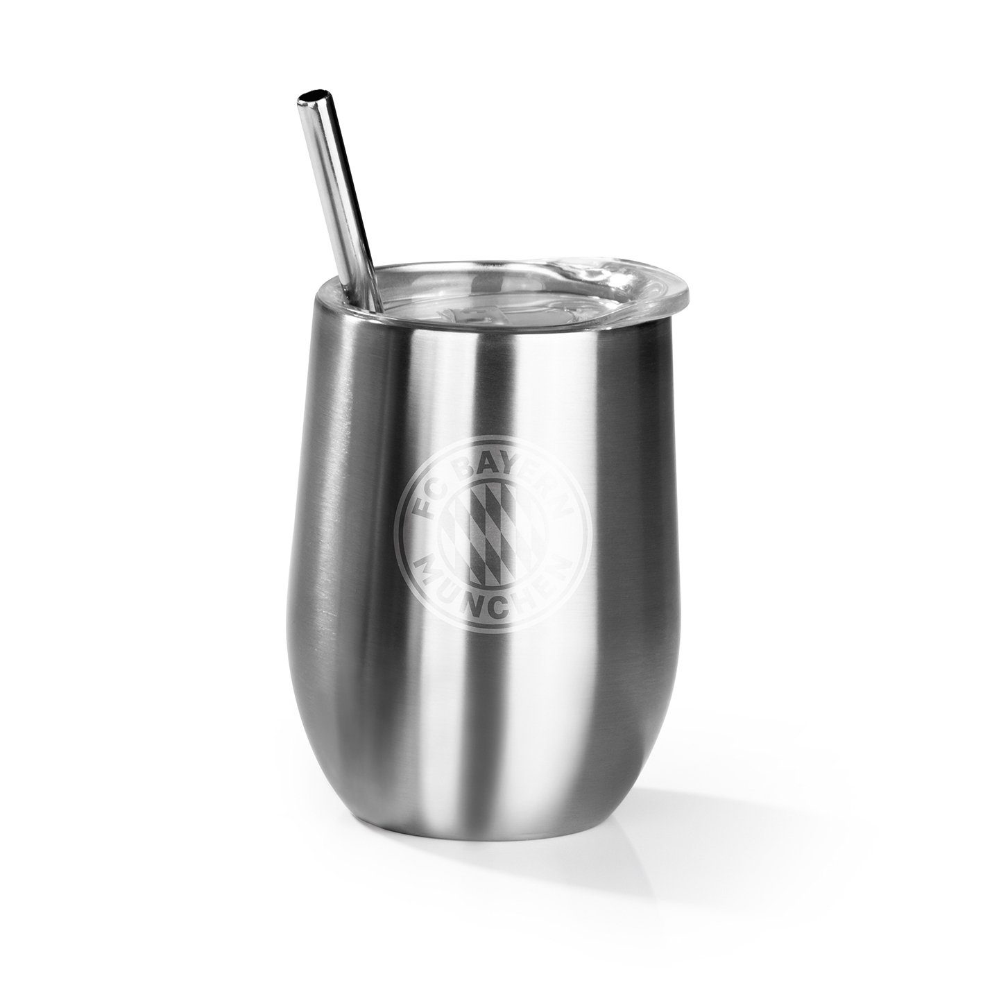 FC Bayern München Becher Edelstahl-Getränkebecher inkl. Trinkhalm - 350 ml
