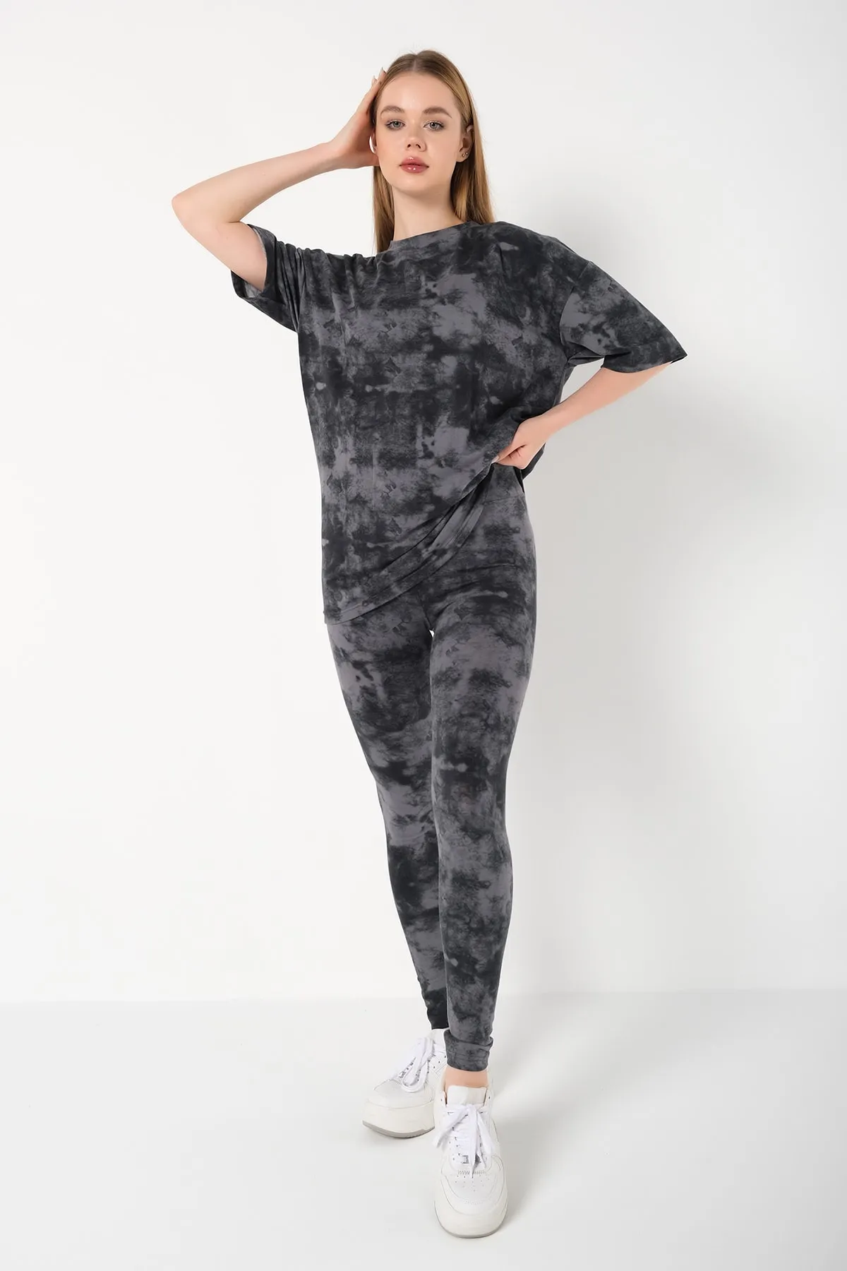 Know  Grau-schwarzes Batik-Strumpfhosen-Set für Damen