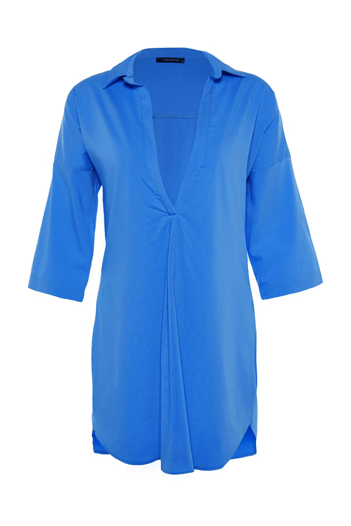 Trendyol Collection  Blaues Mini-Strandkleid aus 100 % gewebter Baumwolle TBESS21EL3979