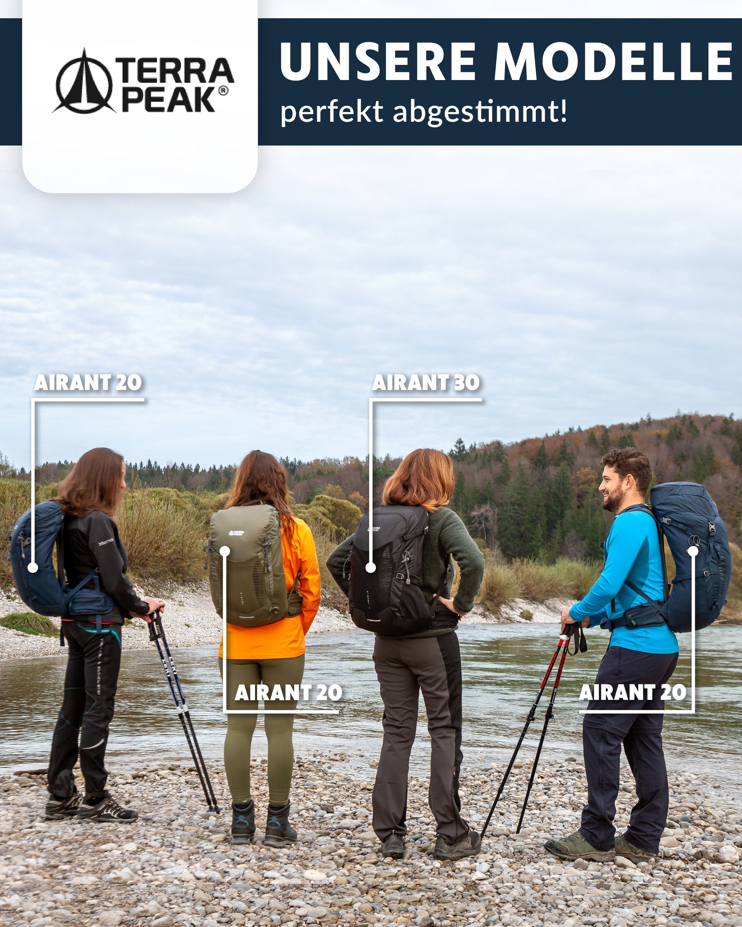 Terra Peak Wanderrucksack Airant 20, Rucksack klein mit belüftetem Netzrücken 20 Liter